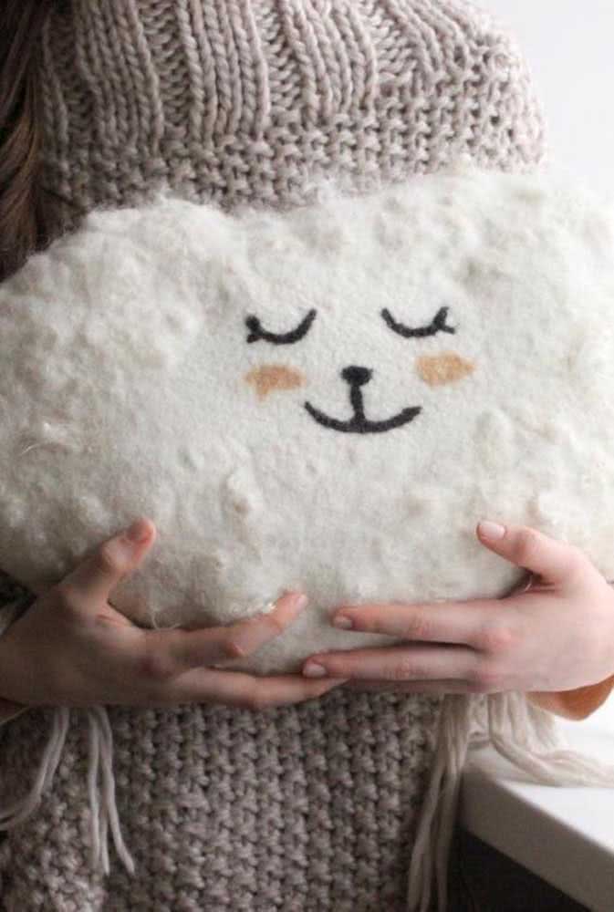 Soft and fluffy, the felt cloud can become a beautiful pillow