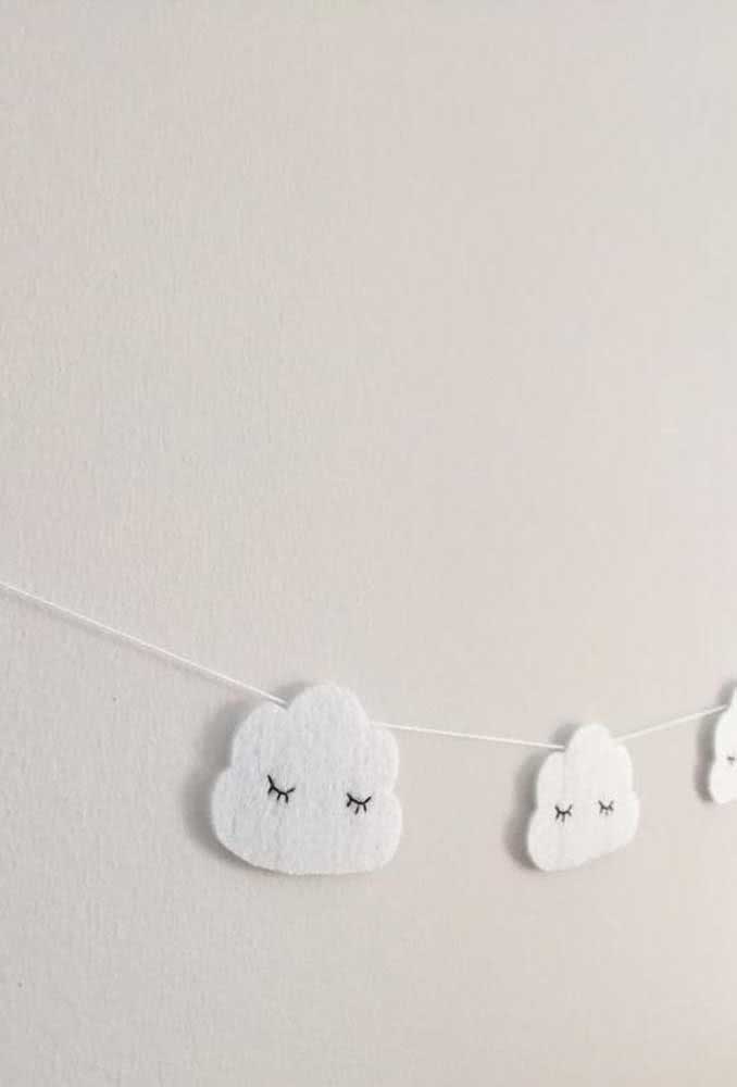 A simple clothesline of felt clouds, but full of love