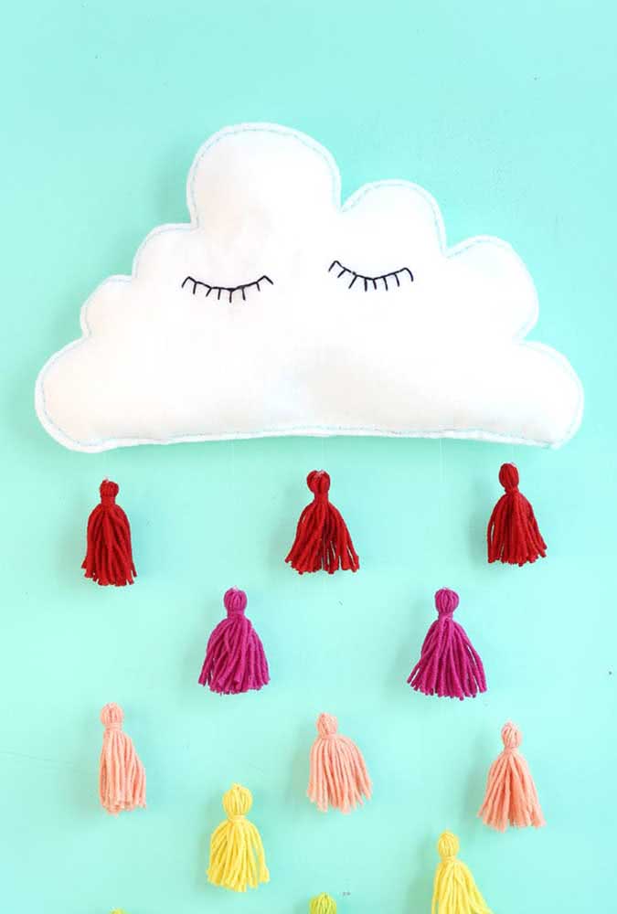 Here, the rain of love happens with fringe pompoms