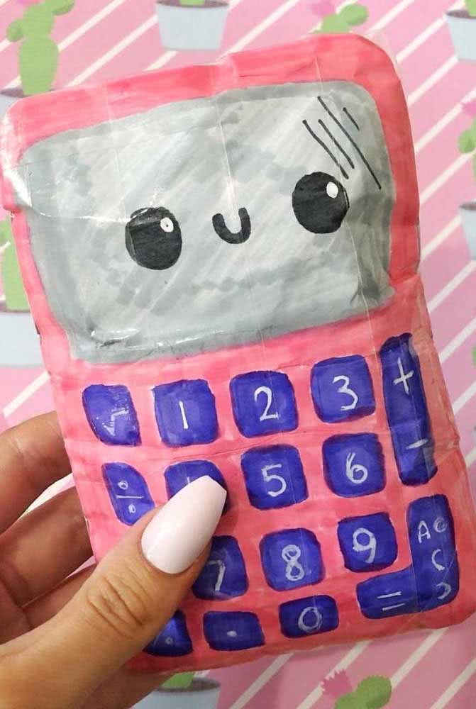 How about a calculator to integrate the list of school supplies in squishy paper?