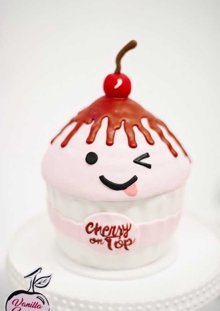 Full size cupcake with a pretty cherry on top to decorate